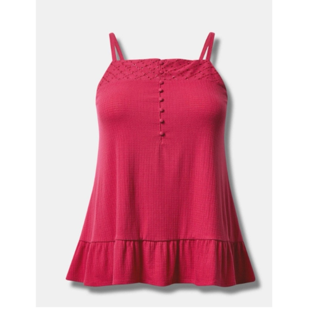 Torrid Size 2 Pink Button Front Peplum Cami Tank Top